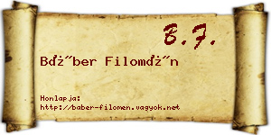 Báber Filomén névjegykártya